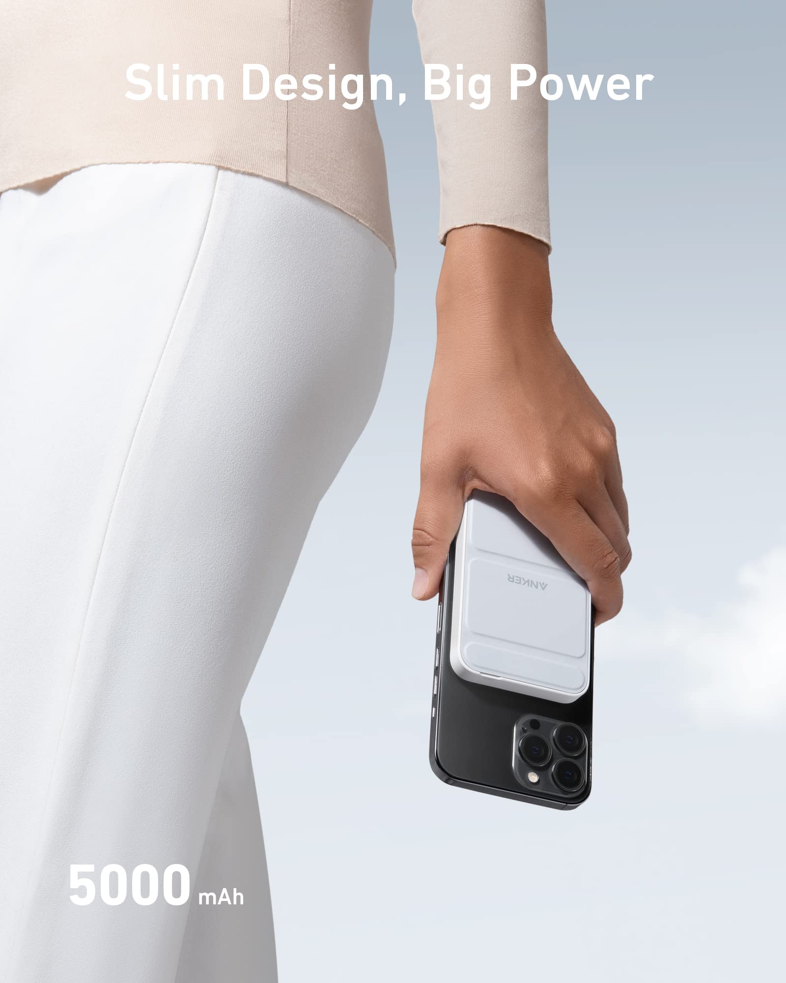 Anker 622 Magnetic Battery (MagGo), 5,000mAh Foldable Magnetic Wireless Portable Charger with Stand and USB-C Port (On the Side), Magsafe-Compatible for iPhone 16/15/14/13 Series - Image 4