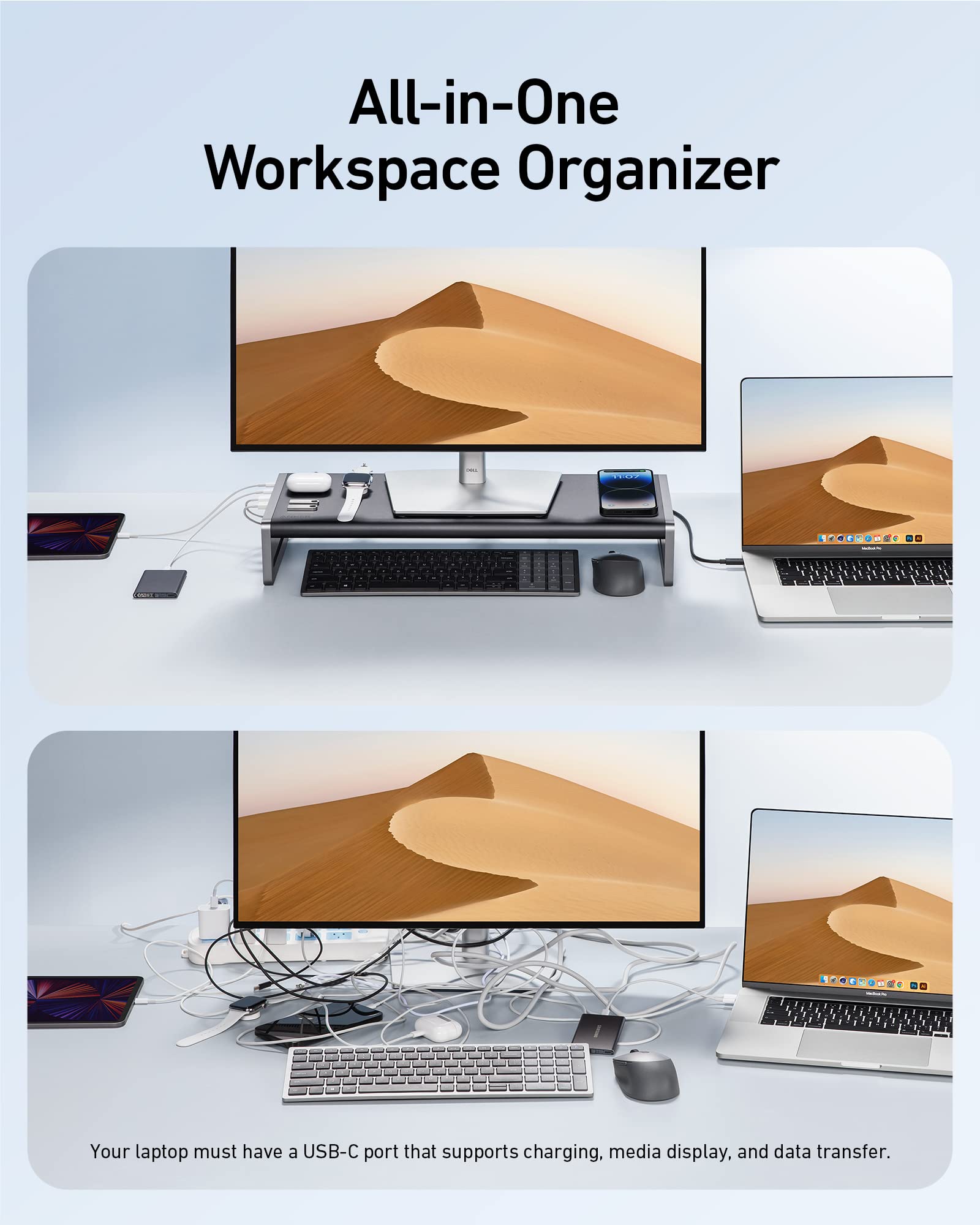 Anker 675 USB-C Docking Station (12-in-1, Monitor Stand, Wireless) with 10Gbps USB-C Ports, 4K@60Hz HDMI Display, Wireless Charging Pad, for Lenovo ThinkPad, MacBook Pro M1 / M2 - Image 3