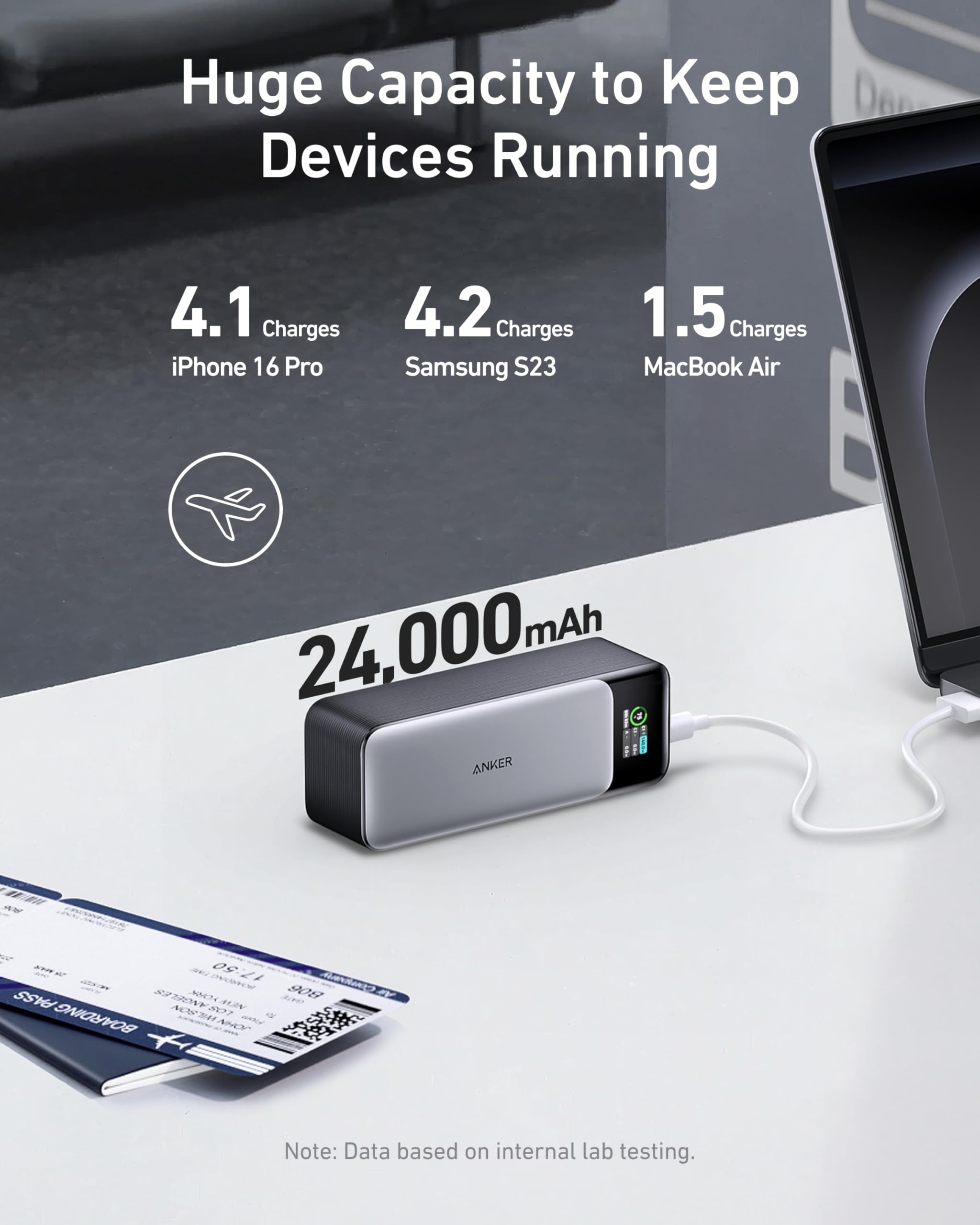 Anker 737 Power Bank, 140W Max 3-Port Laptop Portable Charger, 24,000mAh, Smart Display, Compatible with iPhone 16 / 15 / 14 Series, Vision Pro, Samsung, MacBook, and More - Image 5