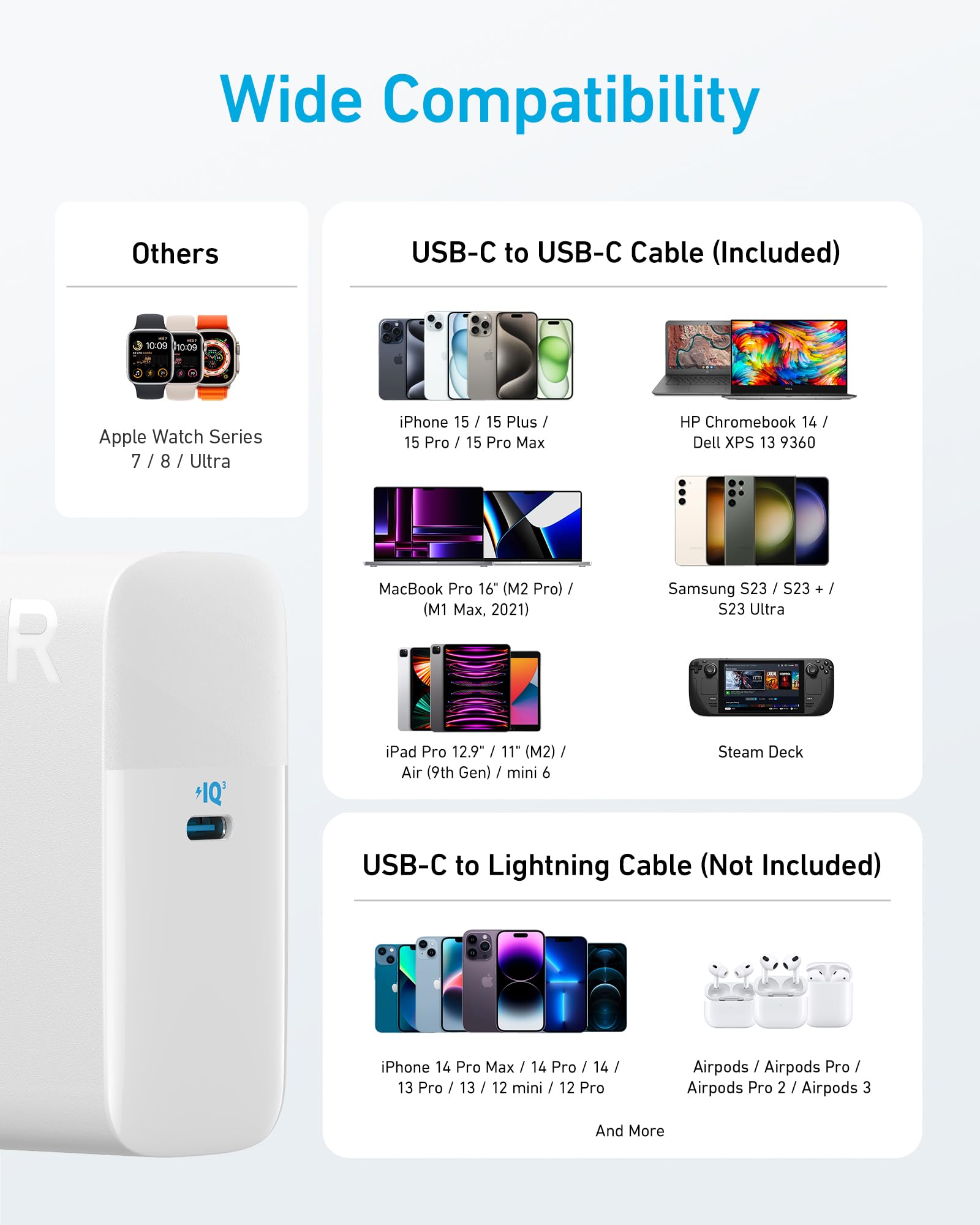 Anker MacBook Pro Charger, Compact and Foldable 100W USB C Charger for MacBook Air, Samsung Galaxy, iPad Pro, and More, 5FT USB C Cable Included - Image 7