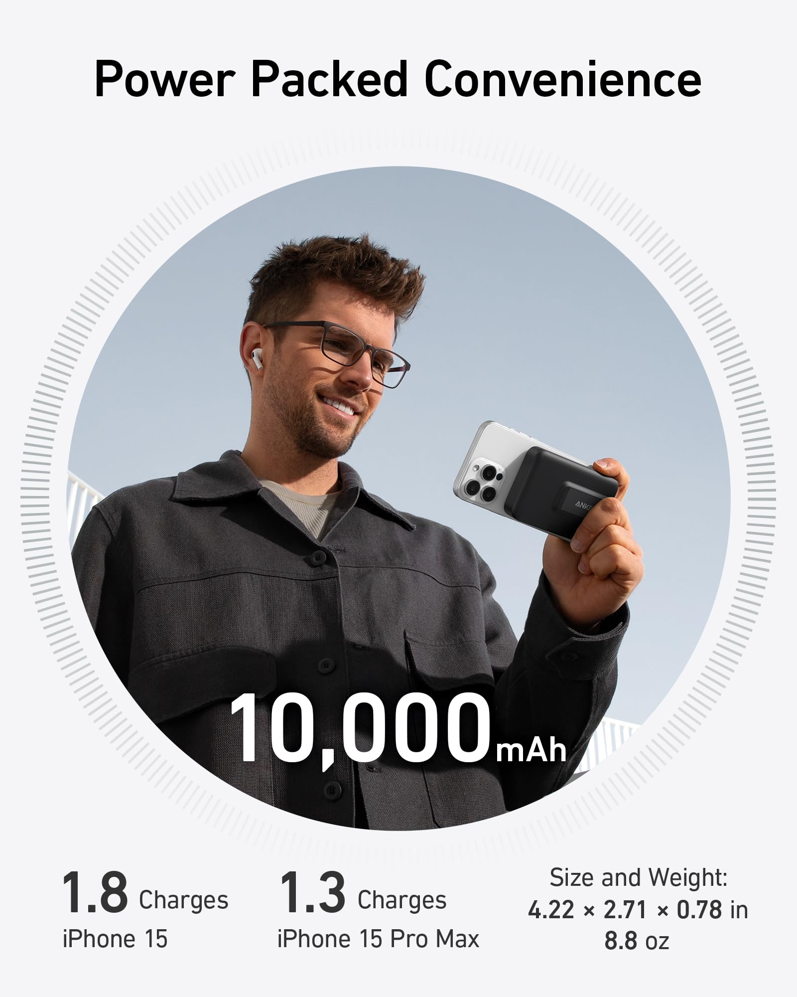 Anker MagGo Power Bank, Qi2 Certified 15W Ultra-Fast MagSafe-Compatible Portable Charger, 10,000mAh Battery Pack with Smart Display and Foldable Stand, For iPhone 15/14/13/12 Only(USB-C Cable Include) - Image 4