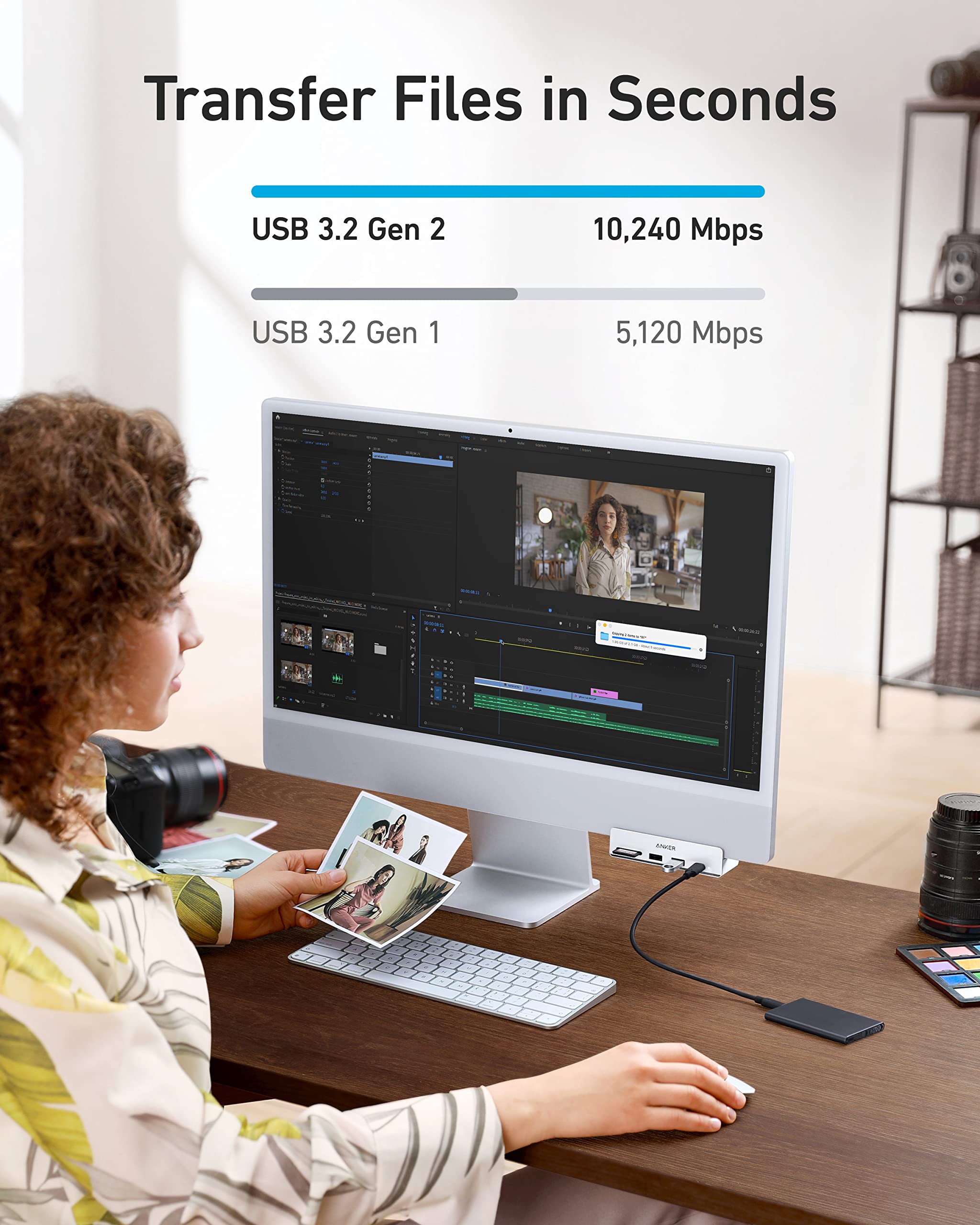 Anker USB C Hub, 535 USB C Hub (5-in-1), with 2 USB-A 10 Gbps Data Ports, USBC 10 Gbps Port, SD and microSD Card Reader, for iMac Pro/iMac 24 inch 2021 / iMac 27 inch / 21.5 inch - Image 4