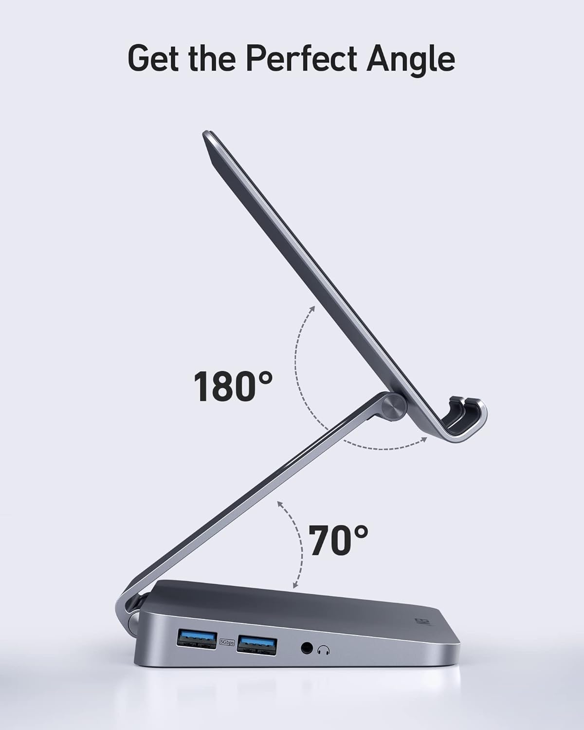 Anker USB C Hub for iPad, 551 USBC Hub (8-in-1), with Foldable Tablet Stand, 4K HDMI, 2 USB-A Data Ports, for iPad Pro 5th Gen/Air 5th Gen/Mini 6th and Later (Silver) - Image 7