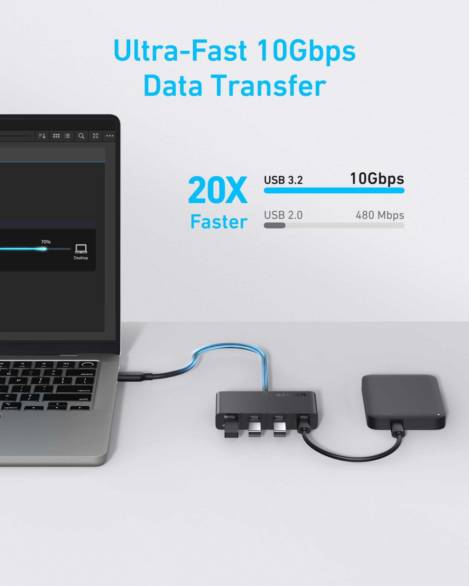 Anker USB-C Hub, USBC to 4-Port USBC Adapter, Multiport USB C Splitter, USB 3.2 Display Hub with 100W Max PD & Max 10Gbps Fast Data Transfer for MacBook Pro, iPad, Surface Pro, Dell and More - Image 6
