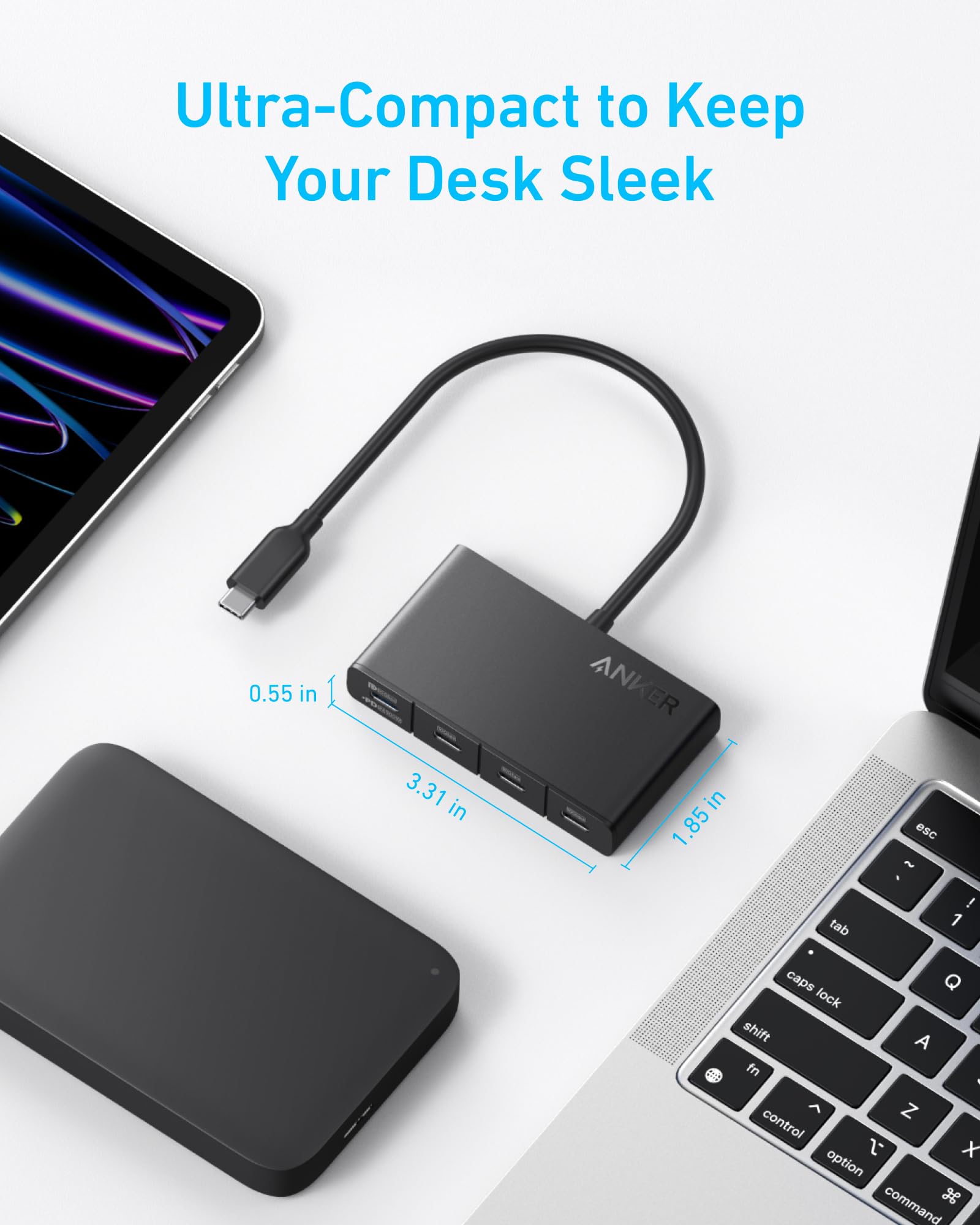 Anker USB-C Hub, USBC to 4-Port USBC Adapter, Multiport USB C Splitter, USB 3.2 Display Hub with 100W Max PD & Max 10Gbps Fast Data Transfer for MacBook Pro, iPad, Surface Pro, Dell and More - Image 7