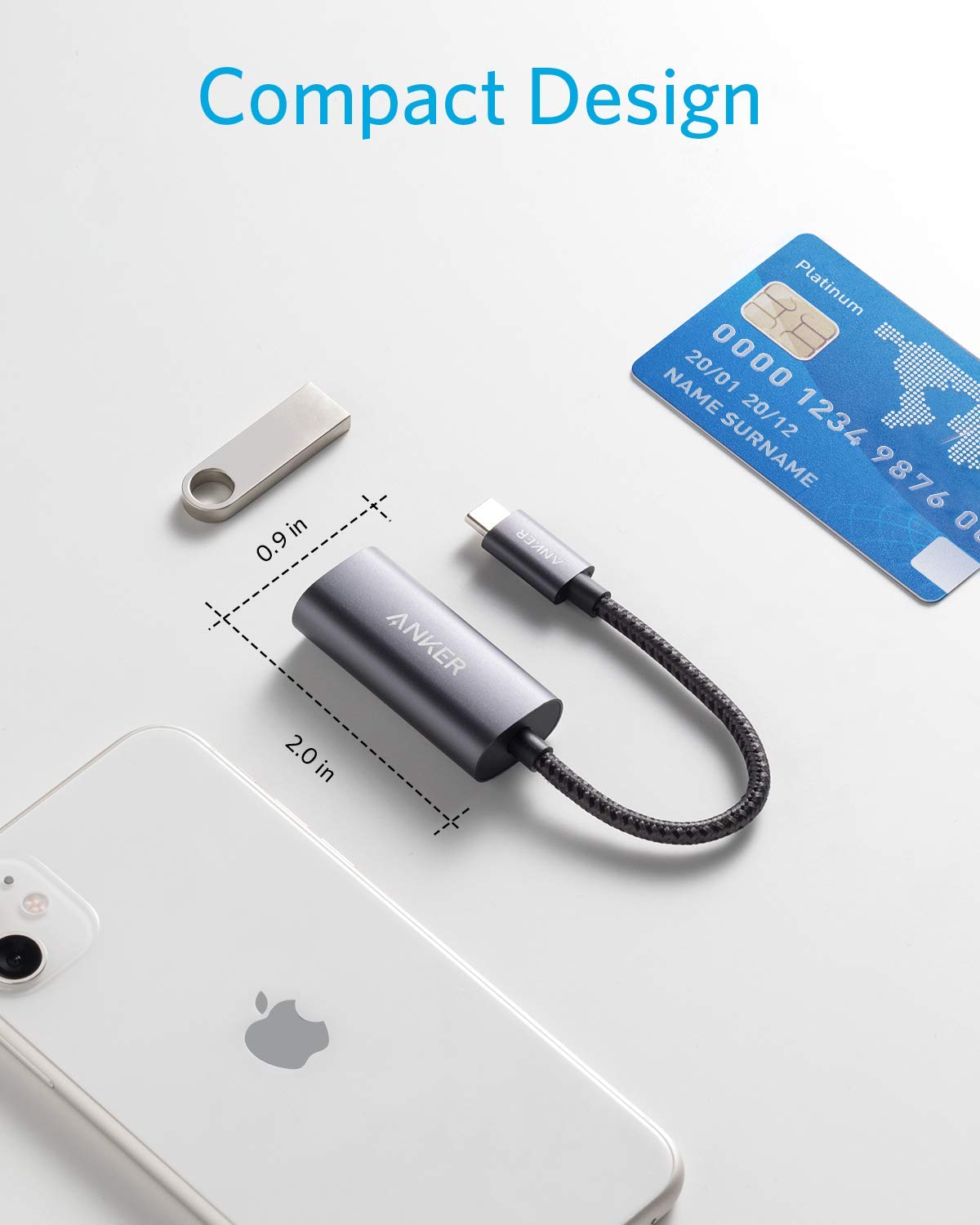 Anker USB C to Ethernet Adapter, Portable USB C Type-C 1-Gigabit Network Hub, 10/100/1000 Mbps,Network Adapter for MacBook Pro, iPad Pro 2019/2018, ChromeBook, XPS, Galaxy S9/S8, and More - Image 6