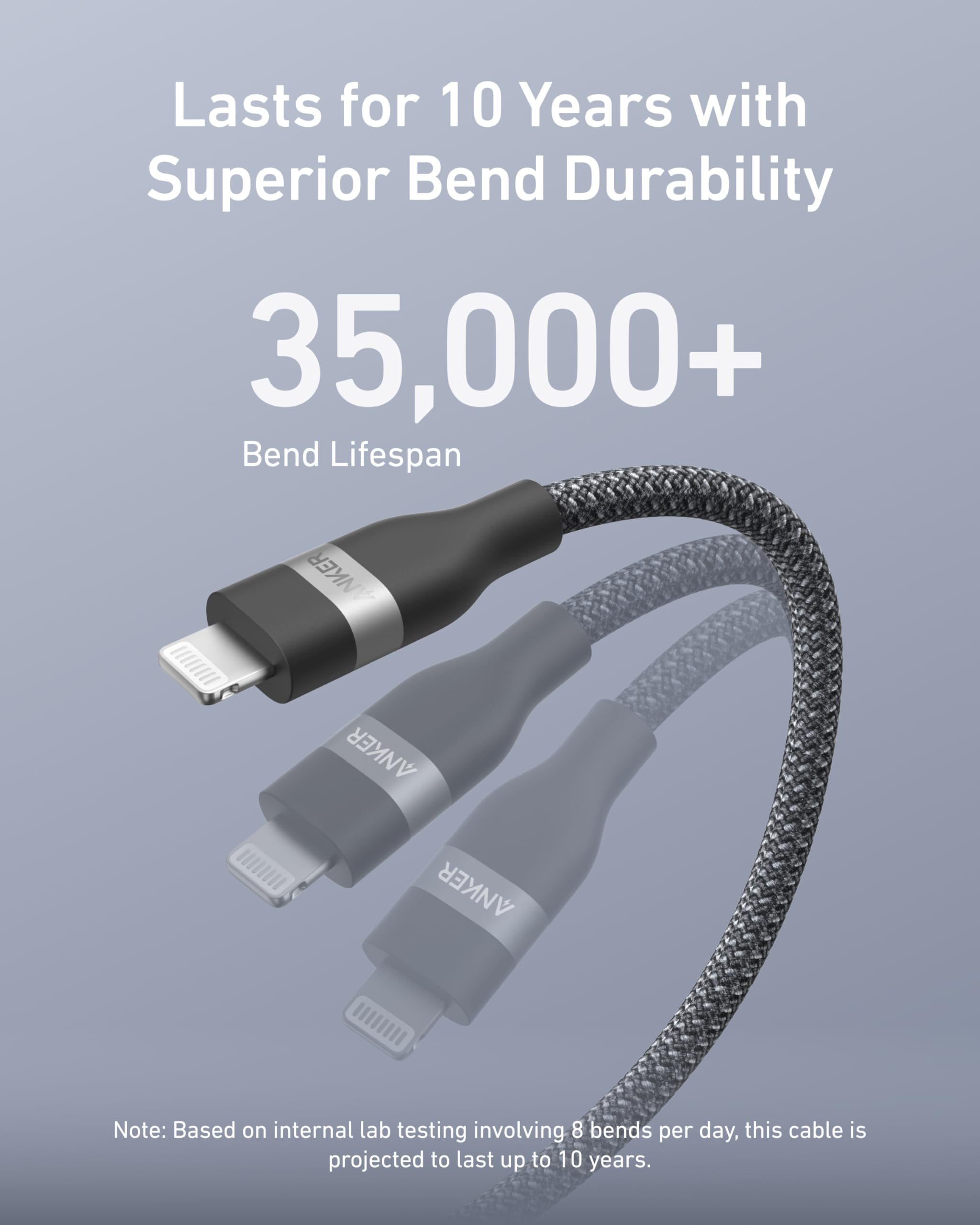 Anker USB C to Lightning Cable, Upcycled-Braided USB C to Lightning Cord, Ultra-Fast Charging Cable for iPhone 14/13/12/11 Series and More (3FT) - Image 4