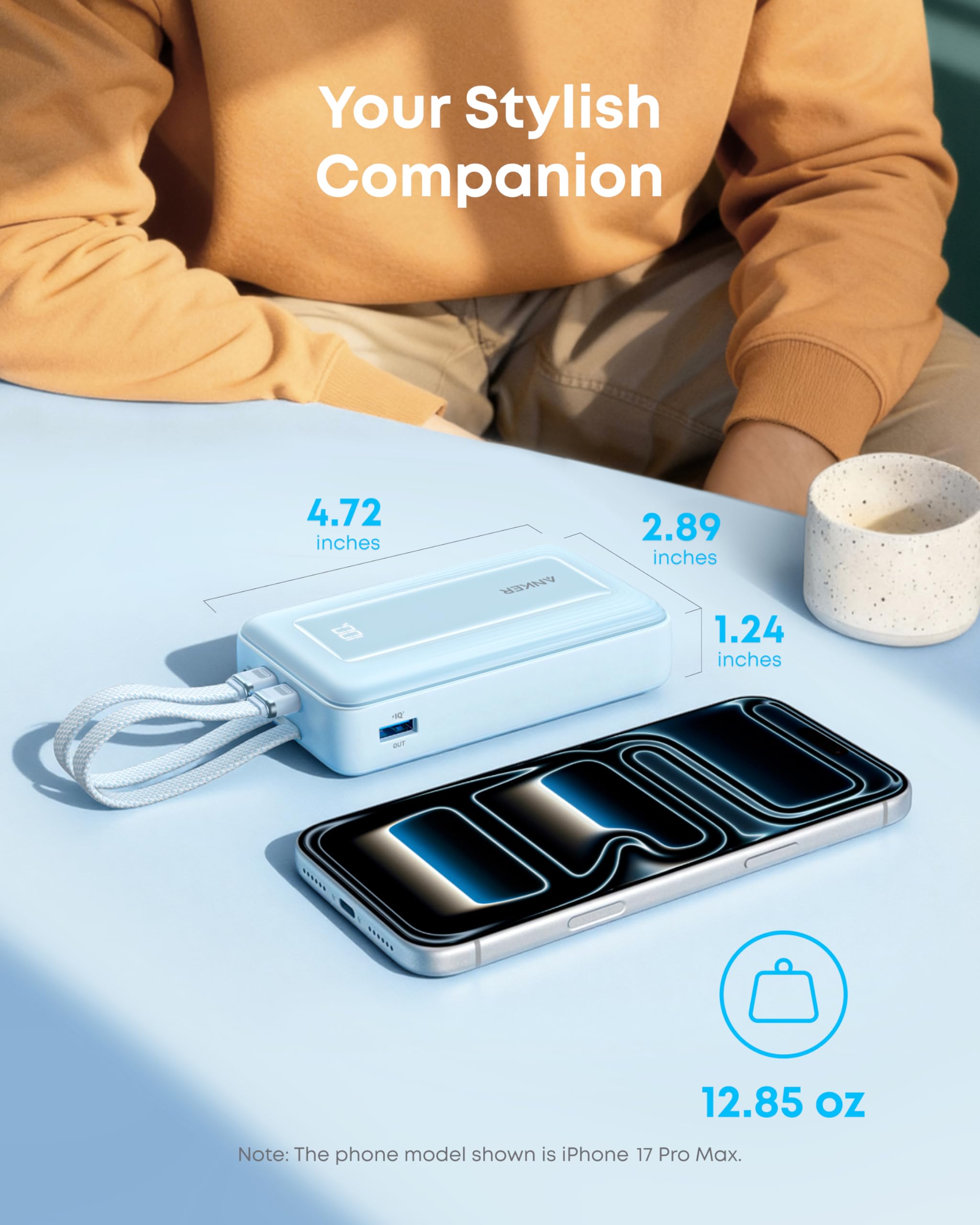 Anker Zolo Power Bank (2025 Upgraded Version), 45W Max Fast Charging, 20,000mAh Battery Pack, Dual Built-in USB-C Cables, USB-C&A Port, for iPhone 17/16 Series, Galaxy, MacBook, and More - Image 6